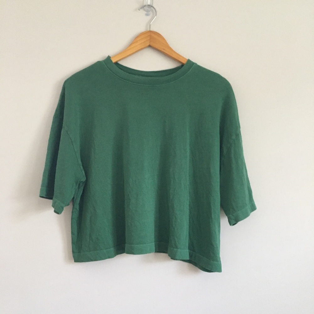 Set of 2 cotton crop tees | Old Navy vintage t-shirt green +  J & Co gray
